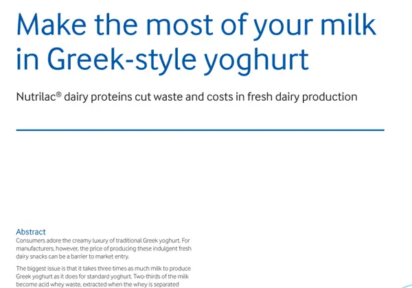 Make the most of your milk in Greek-style yoghurt white paper